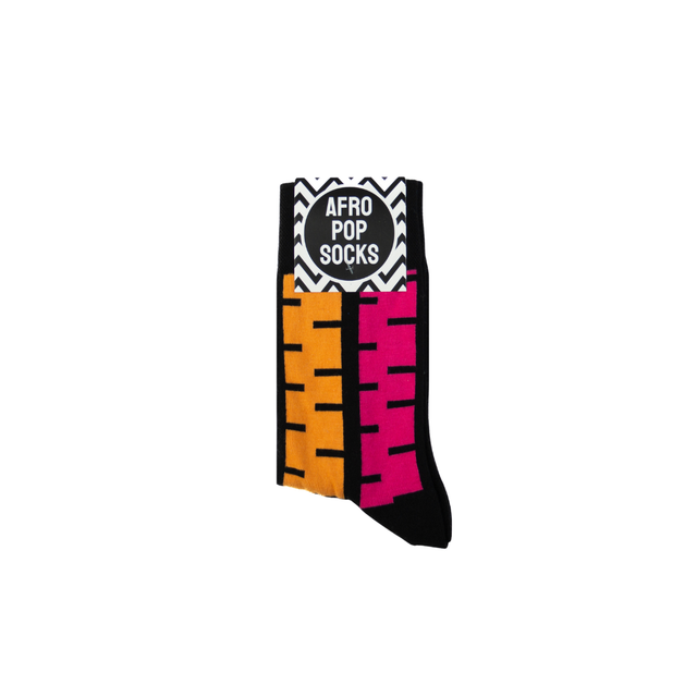Afropop Socks (No tariff fee) - Stripes Black: L/XL