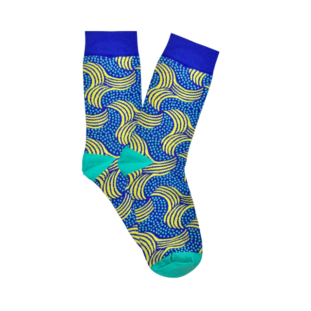 Afropop Socks (No tariff fee) - Plantain Blue Socks: L/XL