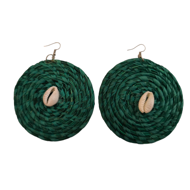 Cowrie Raffia Earrings