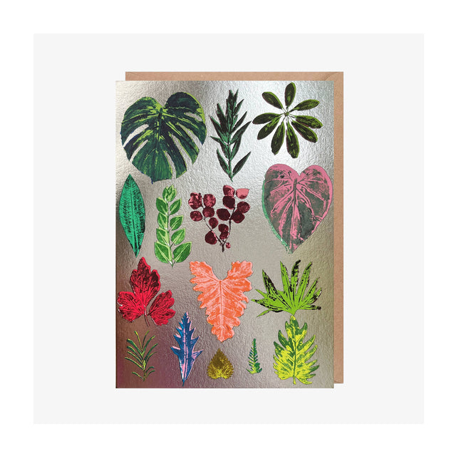 Coloured Leaf Prints Card
