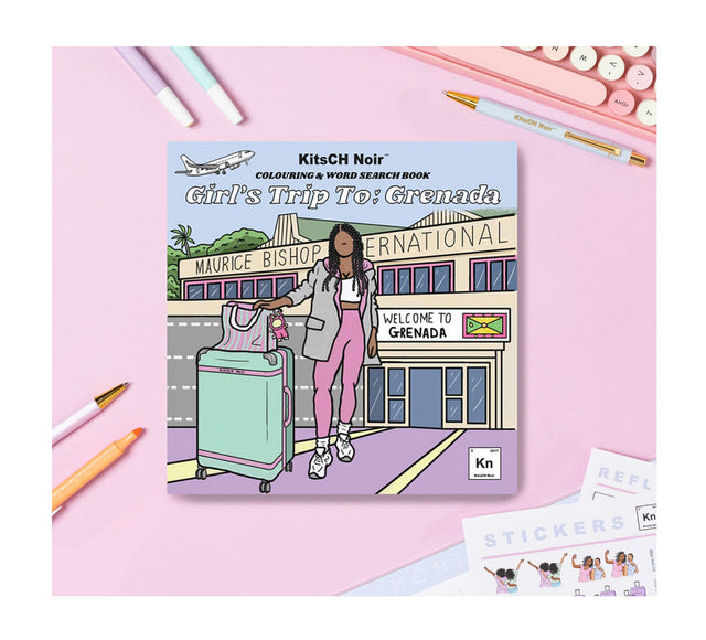 Girl's Trip To Grenada Colouring & Word Search Book