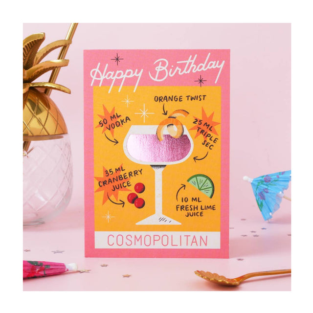 Cocktail Birthday Card – Cosmopolitan