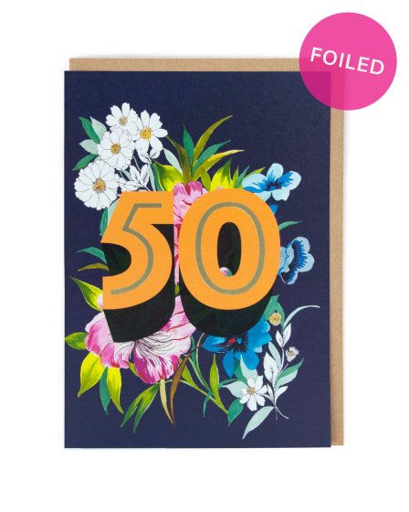 50 Floral Age Card