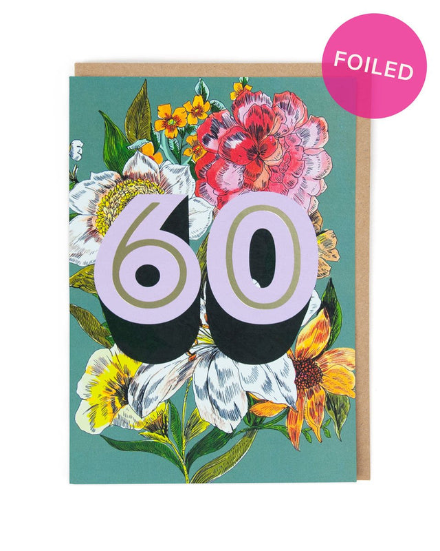 60 Floral Age Card