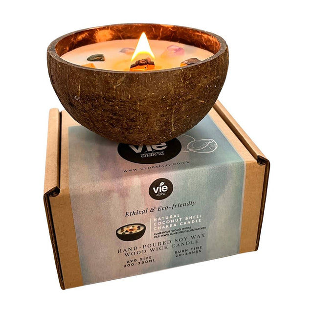 Coconut Shell Candle With 7 Chakra Gemstones