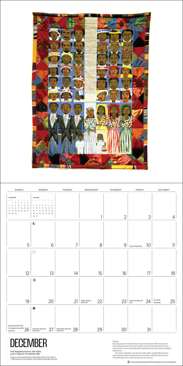Faith Ringgold Wall Calendar 2027