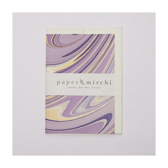 Hand Marbled Greeting Card - Imperial Purple