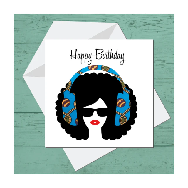 Afro Lips Birthday Card