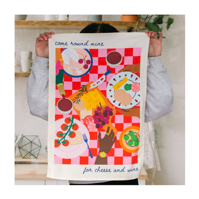 Cheese And Wine Tea Towel