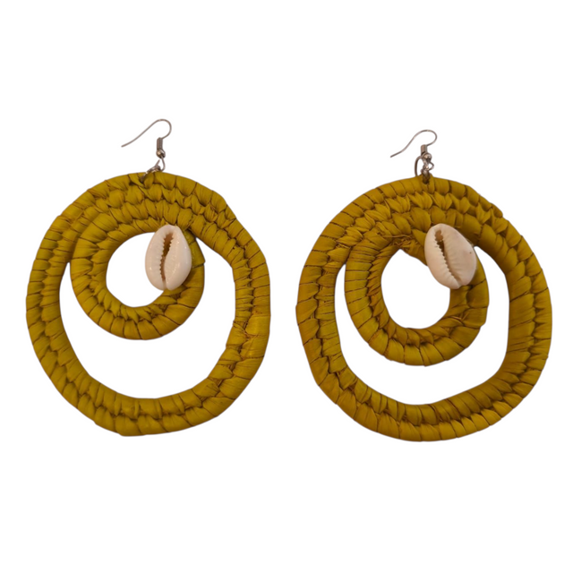 Cowrie Raffia Earrings