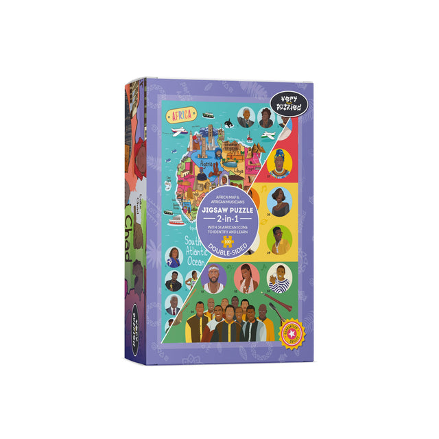 Africa Map And African Musicians Double-sided Jigsaw Puzzle