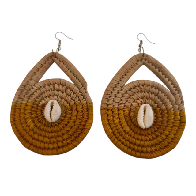 Cowrie Raffia Earrings