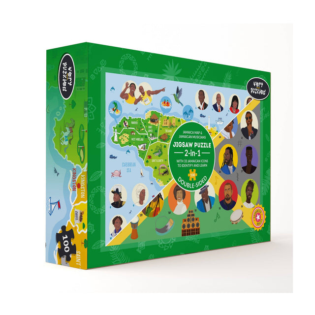 Jamaica Map And Jamaican Musicians Double-sided Jigsaw Puzzle