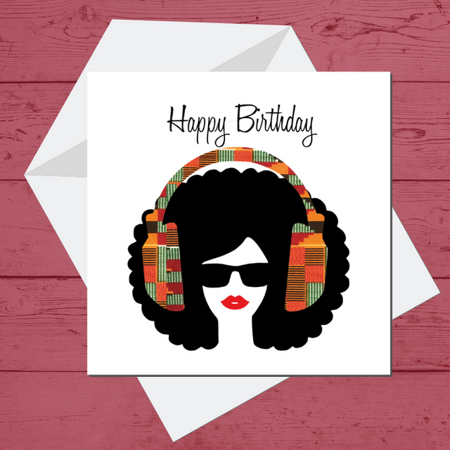 Afro Lips Birthday Card