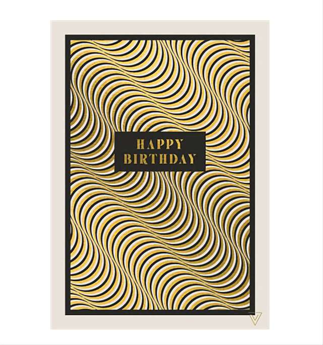 Happy Birthday Gold Waves Card
