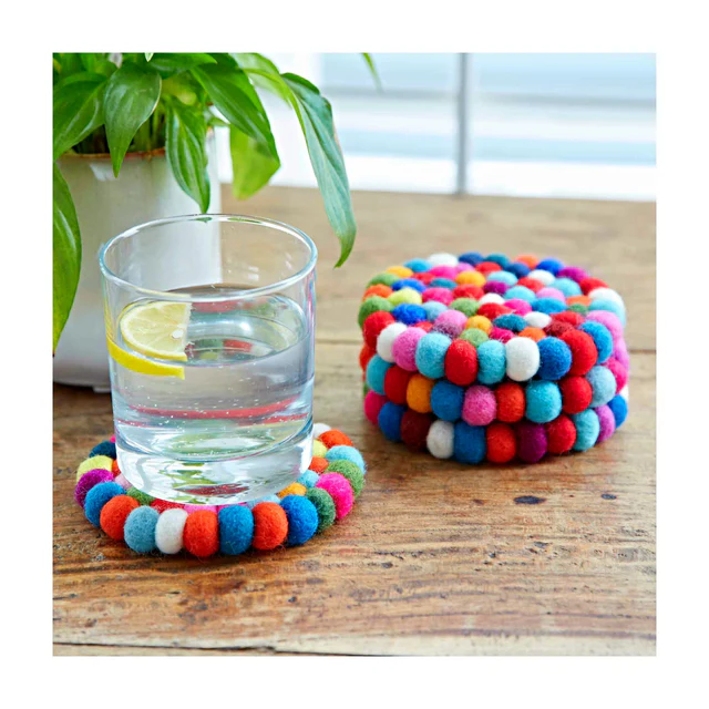 Pop Pom Felt Coasters