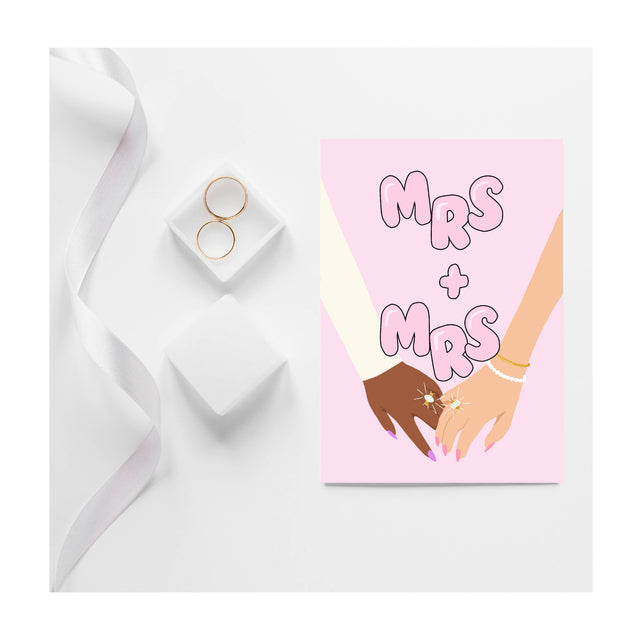 Mrs And Mrs Wedding Card