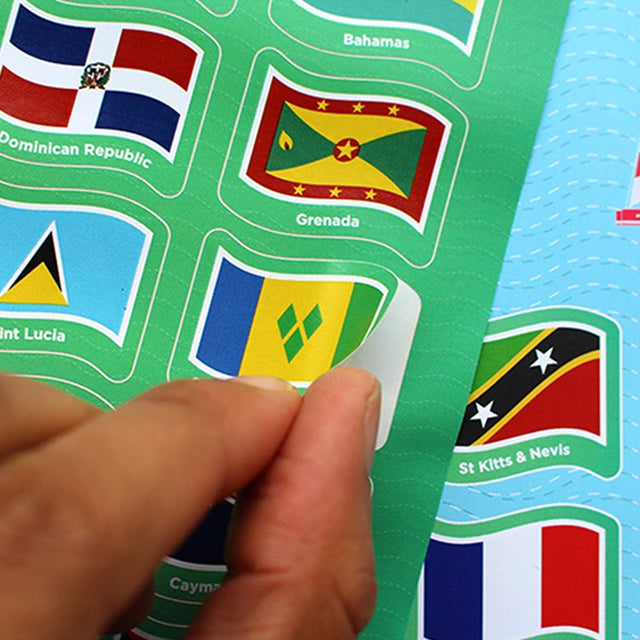 African and Caribbean Maps, Sticker Flags and Fun Facts