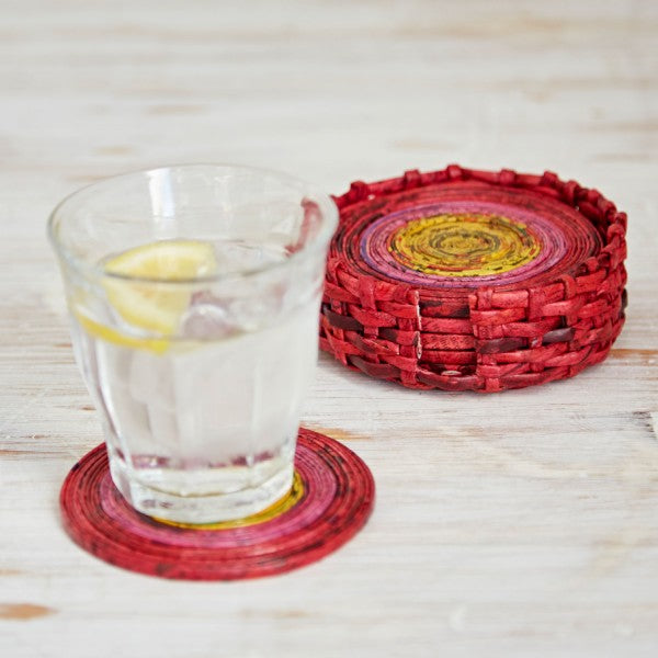 Set Of Recycled Newspaper Coasters