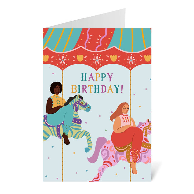 Happy Birthday! Funfair Carousel Greeting Card