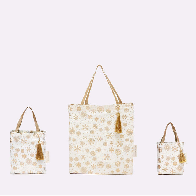 Reusable Fabric Gift Bags - Gold Frost